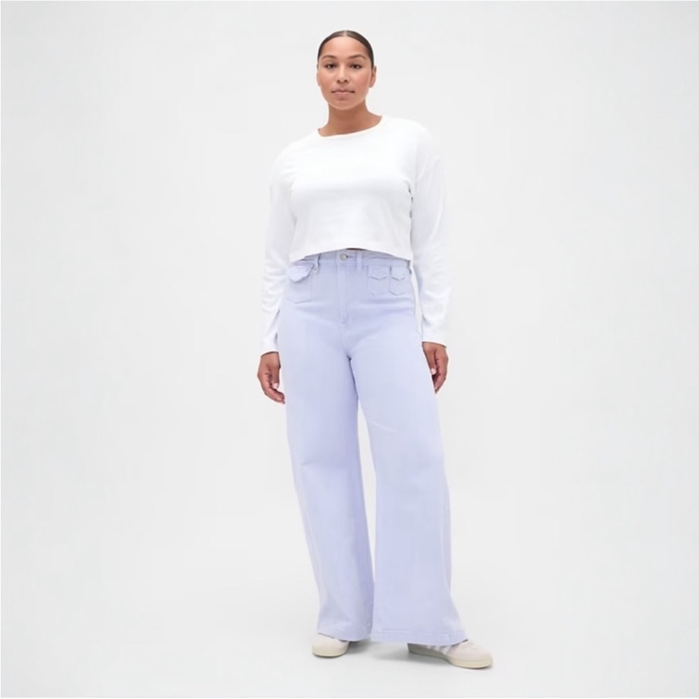GAP Extra High Rise Stride Wide-Leg Jeans Jet Stream Blue NWT 30/10 Tall